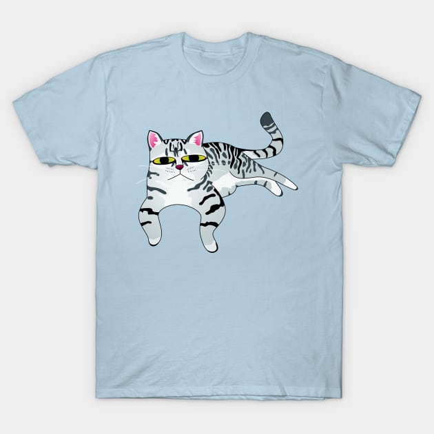 Relaxed Grey Tabby Cat T-Shirt by ziafrazier